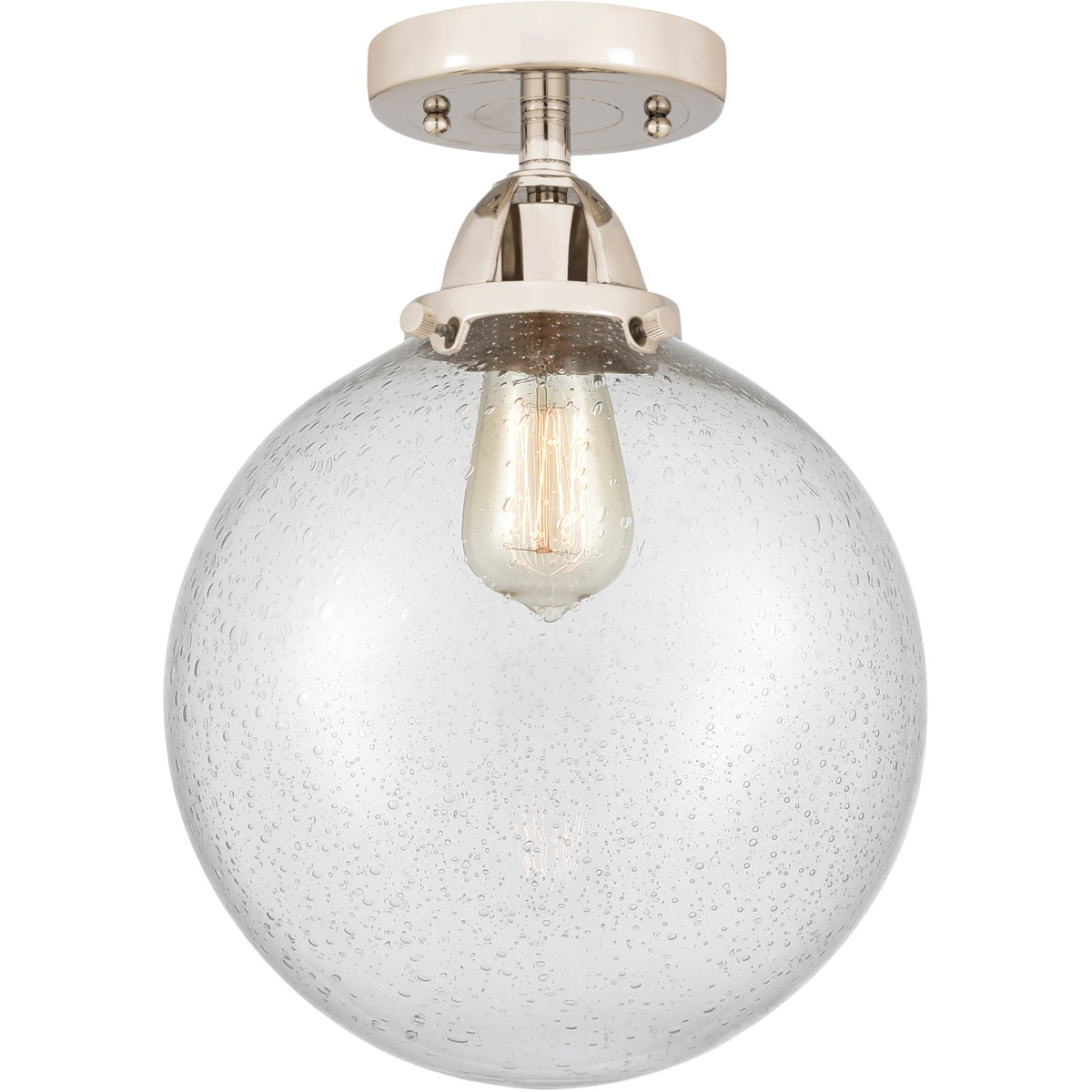 Innovations Lighting 288-1C-PN-G204-10-LED Nouveau 2 Beacon LED 10 inch Polished Nickel Semi-Flush Mount Ceiling Light in Seedy Glass