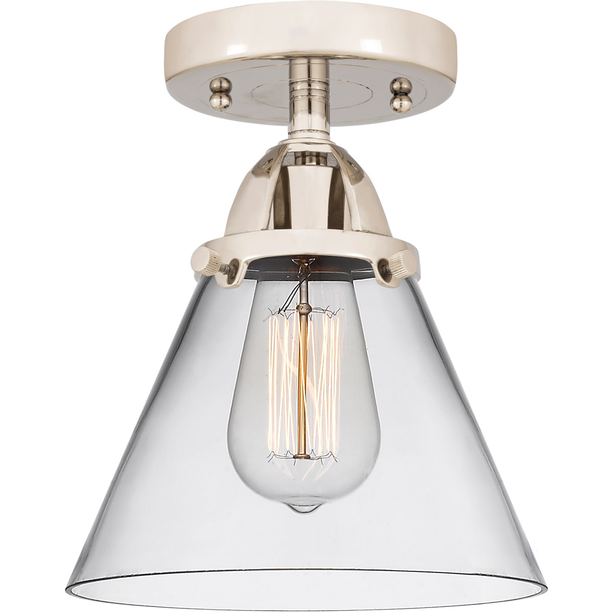 Innovations Lighting 288-1C-PN-G42-LED Nouveau 2 Large Cone LED 7.75 inch Polished Nickel Semi-Flush Mount Ceiling Light in Clear Glass