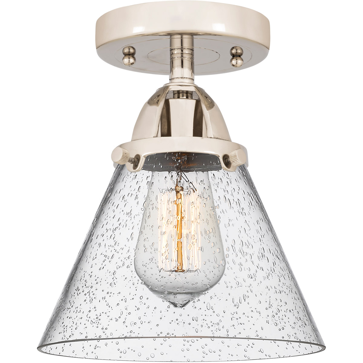 Innovations Lighting 288-1C-PN-G44-LED Nouveau 2 Large Cone LED 7.75 inch Polished Nickel Semi-Flush Mount Ceiling Light in Seedy Glass