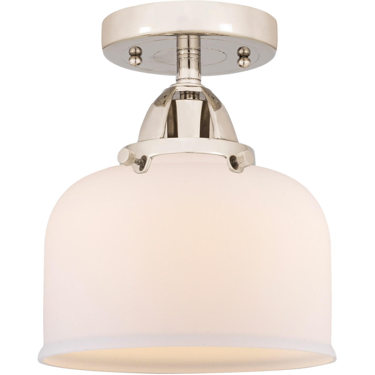 Innovations Lighting 288-1C-PN-G71-LED Nouveau 2 Large Bell LED 8 inch Polished Nickel Semi-Flush Mount Ceiling Light in Matte White Glass