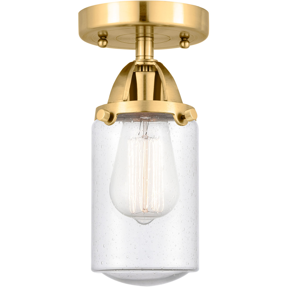 Innovations Lighting 288-1C-SG-G314 Nouveau 2 Dover 1 Light 5 inch Satin Gold Semi-Flush Mount Ceiling Light in Seedy Glass
