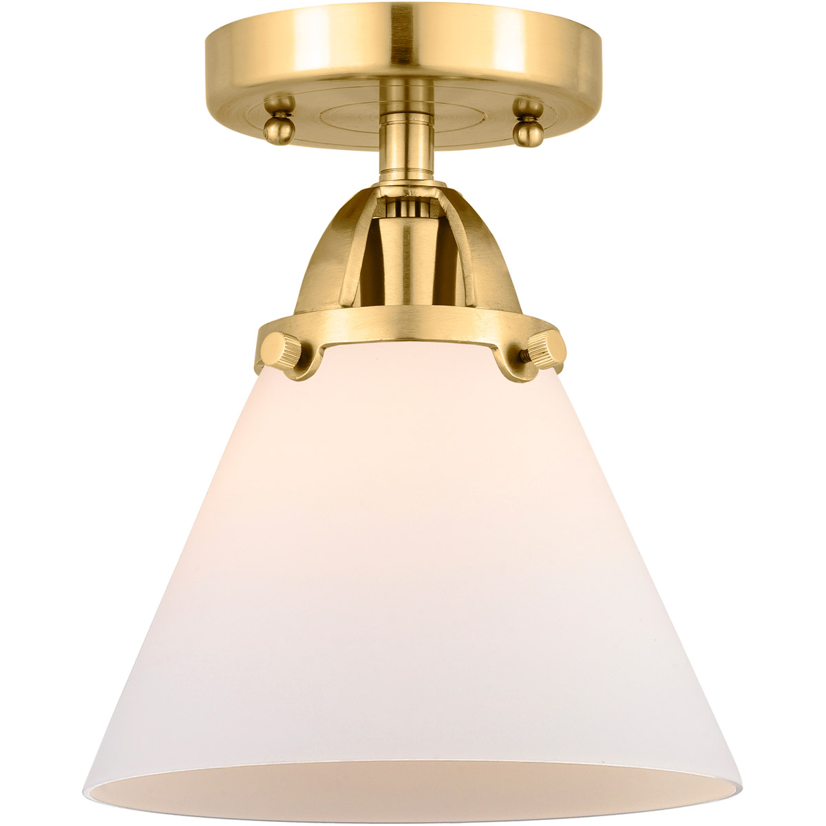 Innovations Lighting 288-1C-SG-G41-LED Nouveau 2 Large Cone LED 7.75 inch Satin Gold Semi-Flush Mount Ceiling Light in Matte White Glass