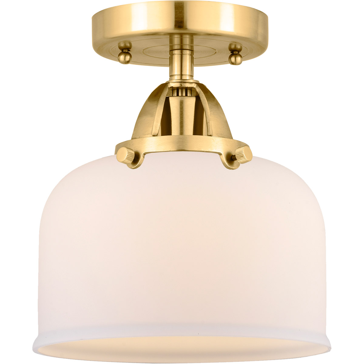 Innovations Lighting 288-1C-SG-G71-LED Nouveau 2 Large Bell LED 8 inch Satin Gold Semi-Flush Mount Ceiling Light in Matte White Glass
