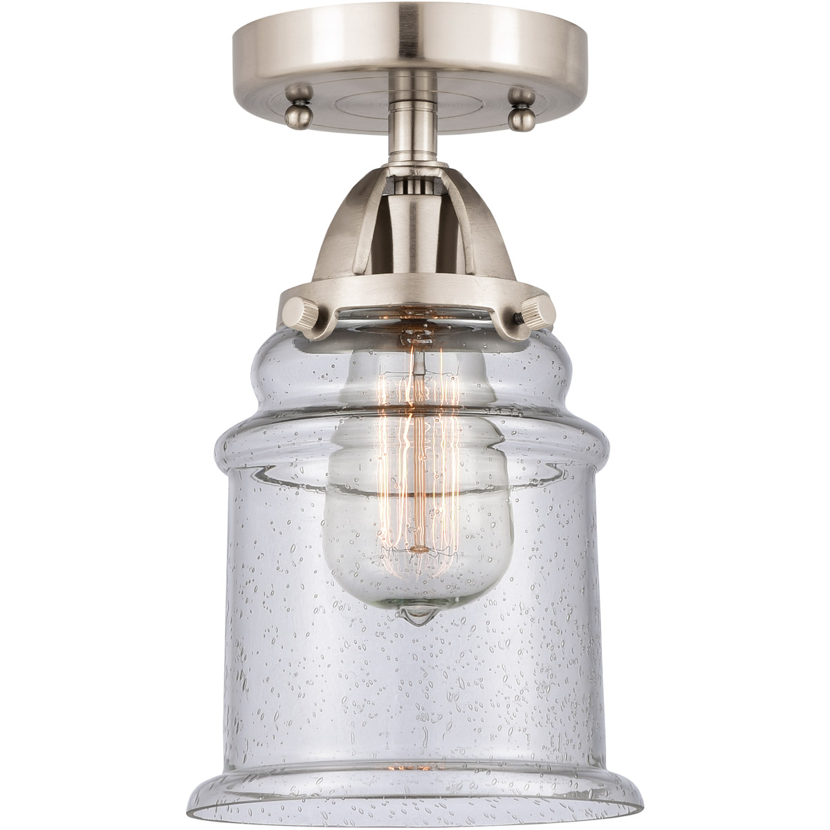Innovations Lighting 288-1C-SN-G184-LED Nouveau 2 Canton LED 6 inch Brushed Satin Nickel Semi-Flush Mount Ceiling Light in Seedy Glass