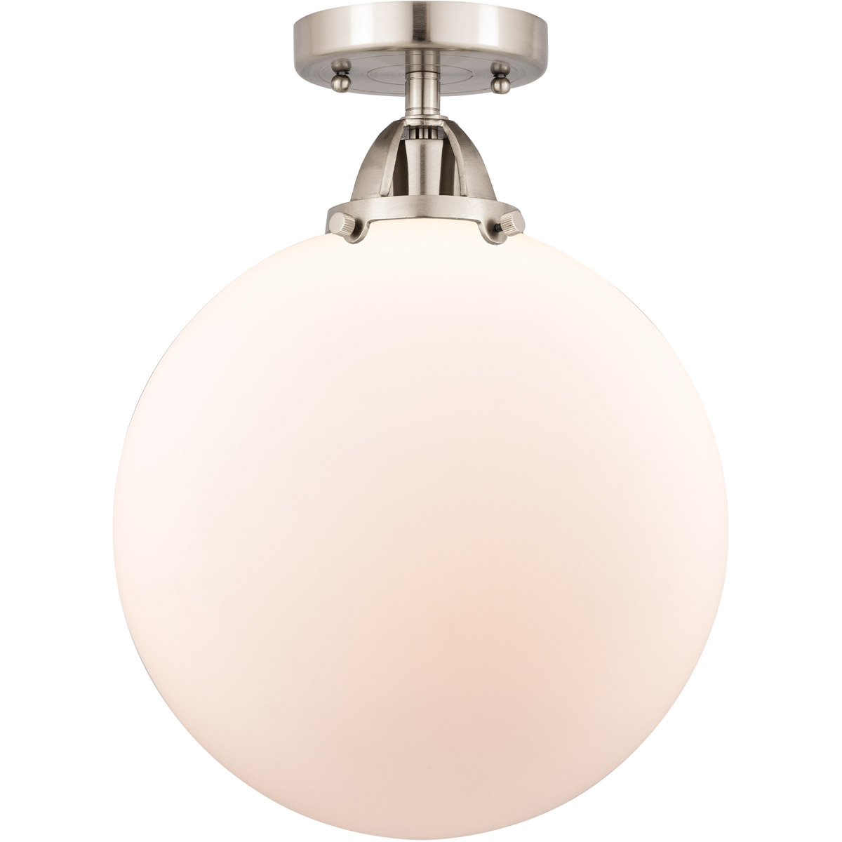 Innovations Lighting 288-1C-SN-G201-12-LED Nouveau 2 Beacon LED 12 inch Brushed Satin Nickel Semi-Flush Mount Ceiling Light in Matte White Glass