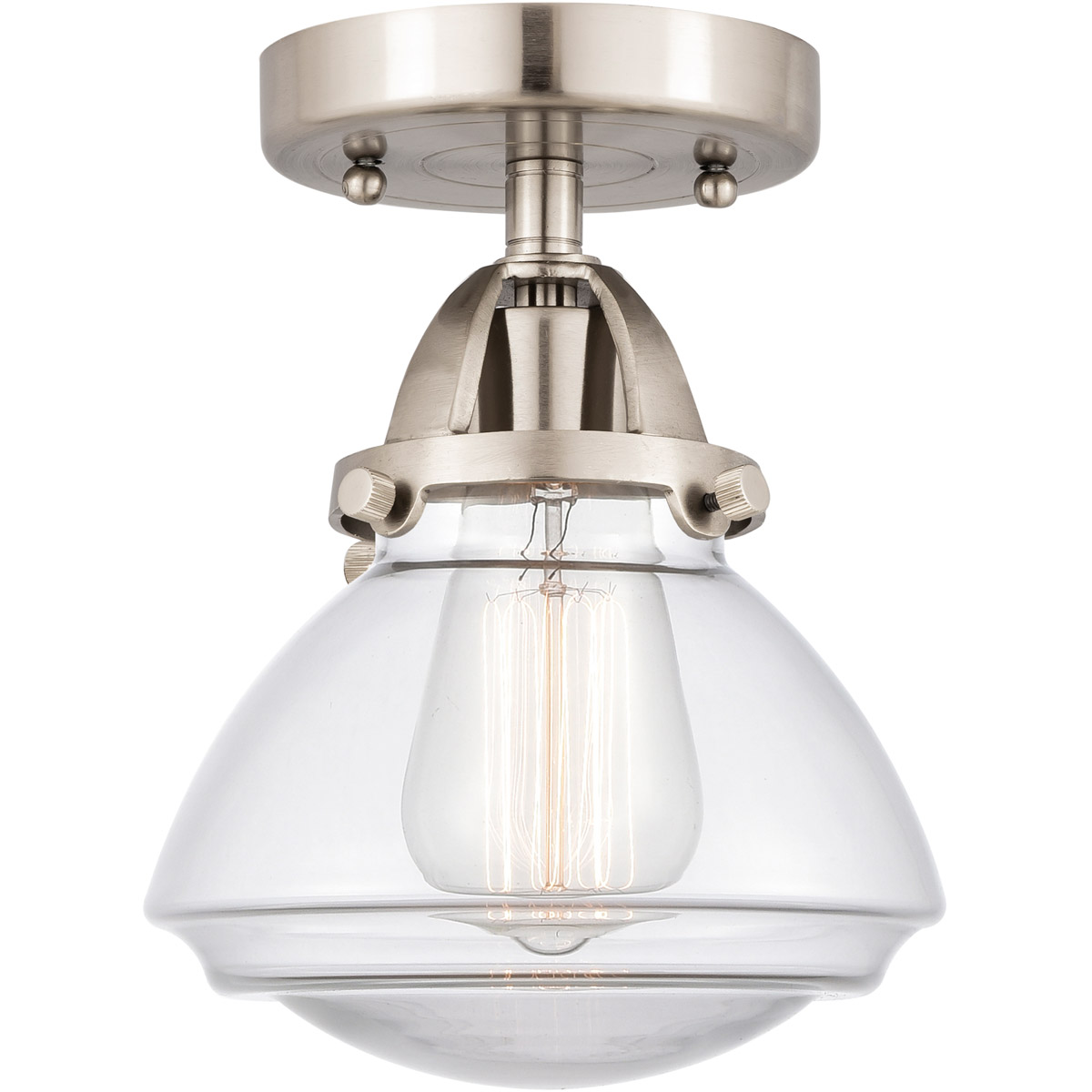 Innovations Lighting 288-1C-SN-G322 Nouveau 2 Olean 1 Light 7 inch Brushed Satin Nickel Semi-Flush Mount Ceiling Light in Clear Glass