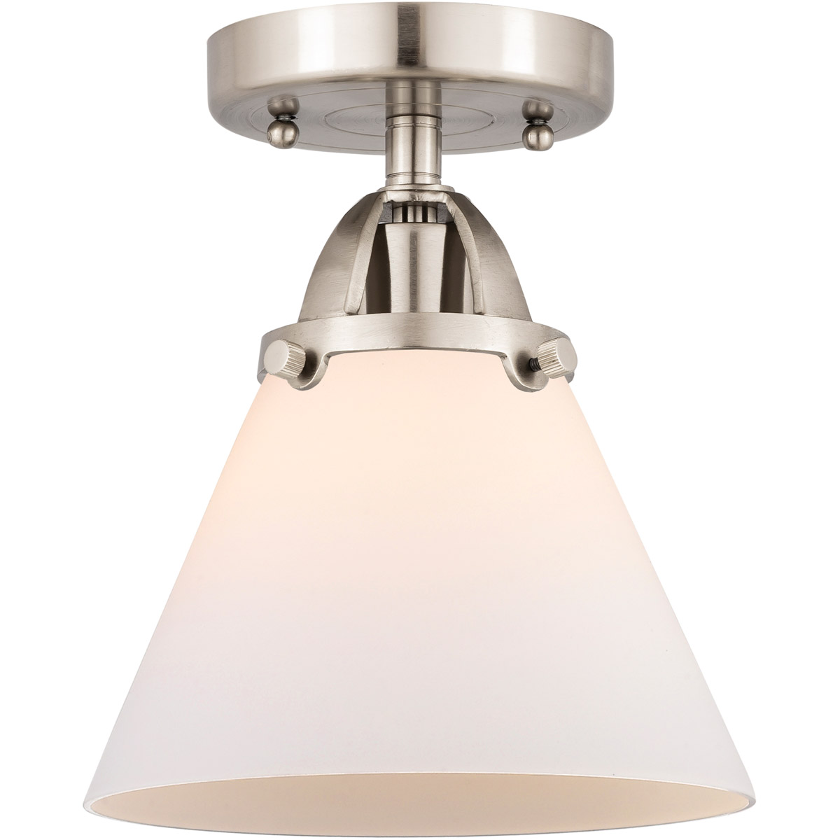 Innovations Lighting 288-1C-SN-G41-LED Nouveau 2 Large Cone LED 7.75 inch Brushed Satin Nickel Semi-Flush Mount Ceiling Light in Matte White Glass