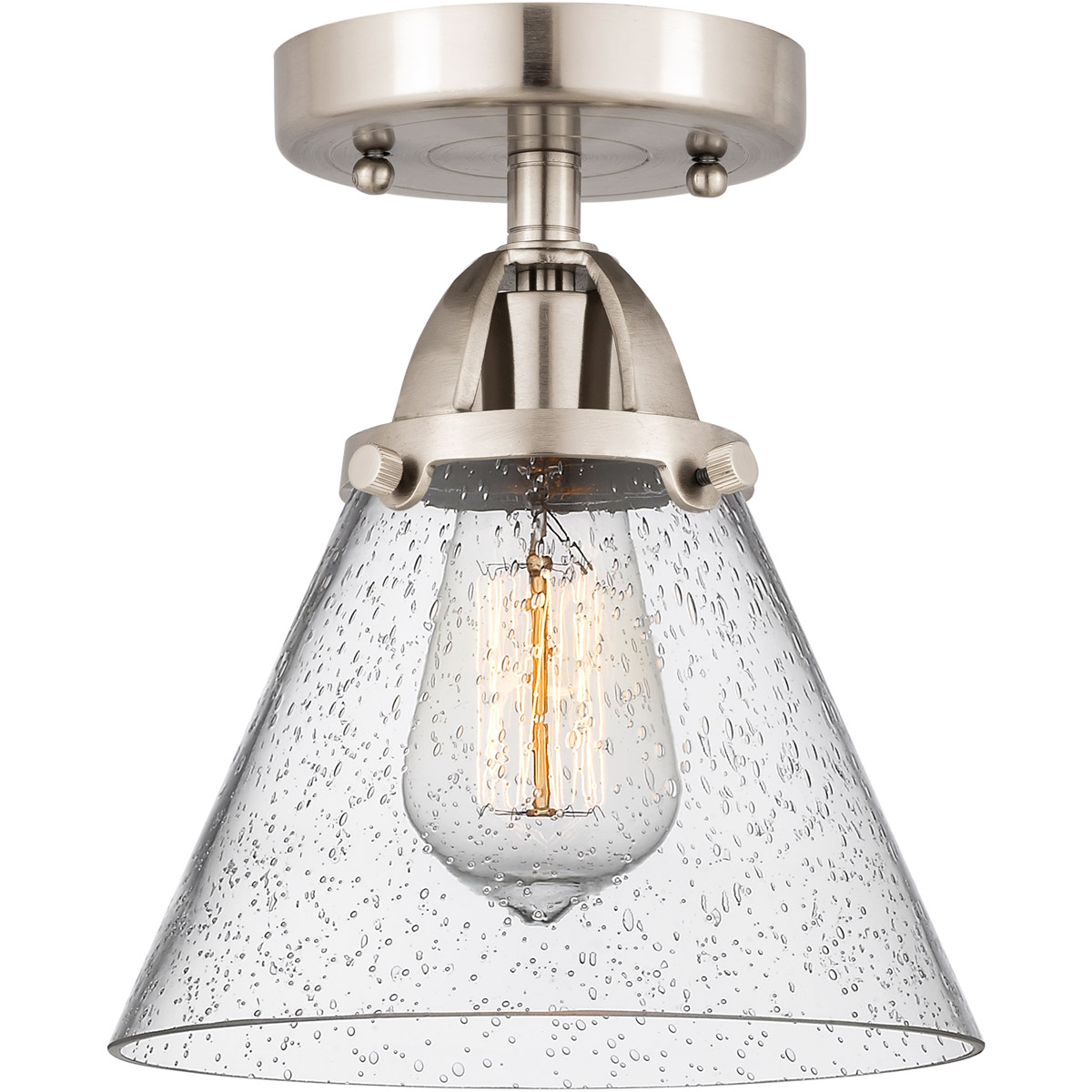 Innovations Lighting 288-1C-SN-G44-LED Nouveau 2 Large Cone LED 7.75 inch Brushed Satin Nickel Semi-Flush Mount Ceiling Light in Seedy Glass