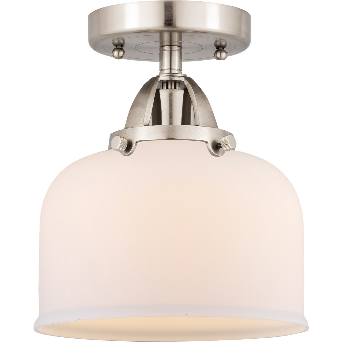 Innovations Lighting 288-1C-SN-G71-LED Nouveau 2 Large Bell LED 8 inch Brushed Satin Nickel Semi-Flush Mount Ceiling Light in Matte White Glass