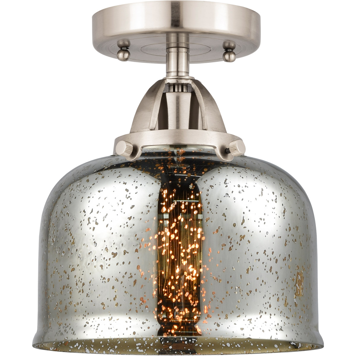 Innovations Lighting 288-1C-SN-G78-LED Nouveau 2 Large Bell LED 8 inch Brushed Satin Nickel Semi-Flush Mount Ceiling Light in Silver Plated Mercury Gl