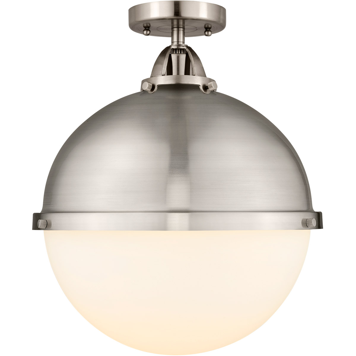 Innovations Lighting 288-1C-SN-HFS-121-SN-LED Nouveau 2 Hampden LED 12.88 inch Brushed Satin Nickel Semi-Flush Mount Ceiling Light in Matte White Glas