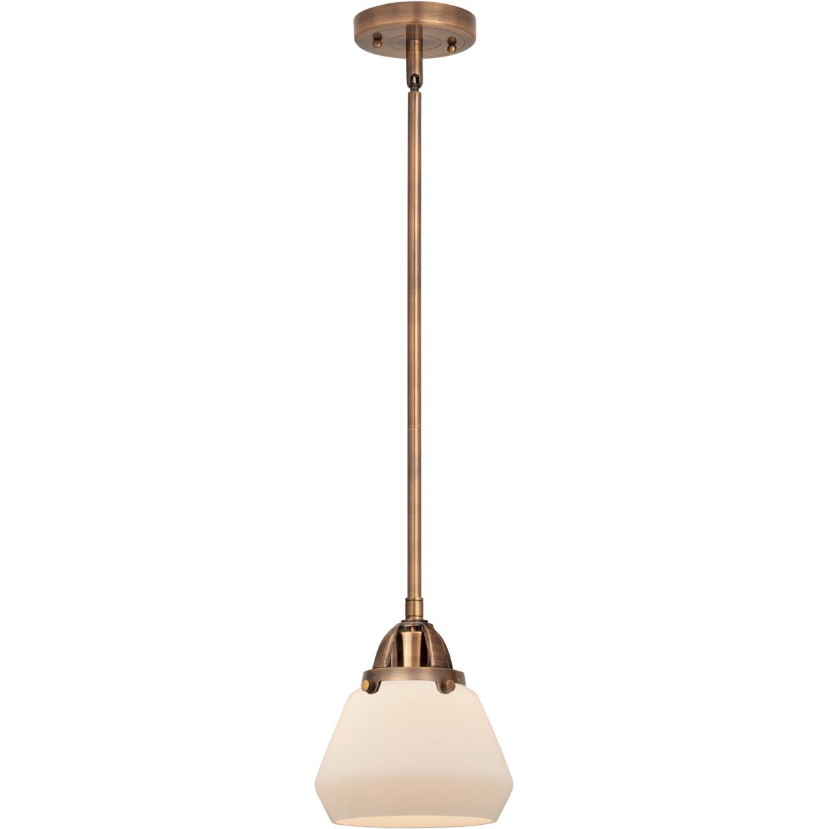 Innovations Lighting 288-1S-AC-G171 Nouveau 2 Fulton 1 Light 6.75 inch Antique Copper Mini Pendant Ceiling Light in Incandescent, Matte White