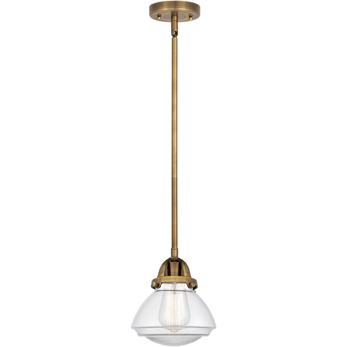 Innovations Lighting 288-1S-BB-G322-LED Nouveau 2 Olean LED 6.75 inch Brushed Brass Mini Pendant Ceiling Light in Clear