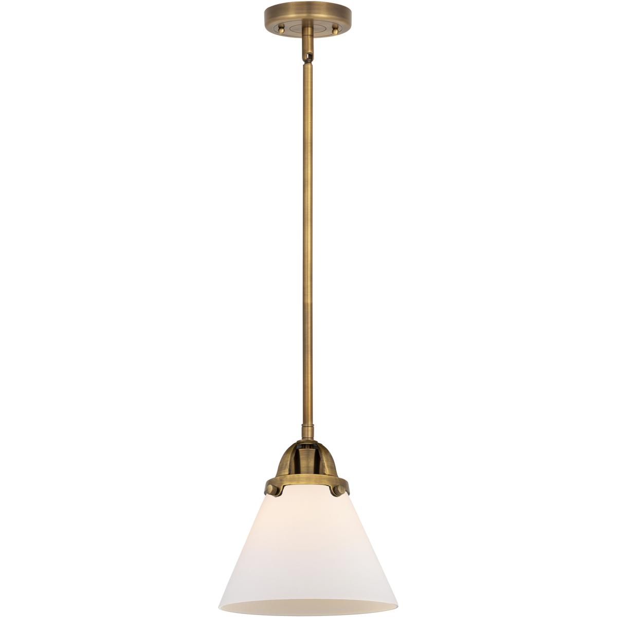Innovations Lighting 288-1S-BB-G41 Nouveau 2 Cone 1 Light 7.75 inch Brushed Brass Mini Pendant Ceiling Light in Incandescent, Matte White