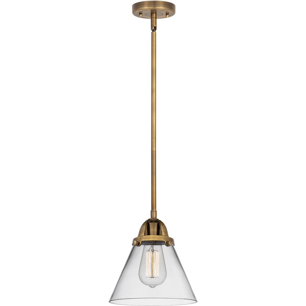 Innovations Lighting 288-1S-BB-G42 Nouveau 2 Cone 1 Light 7.75 inch Brushed Brass Mini Pendant Ceiling Light in Incandescent, Clear