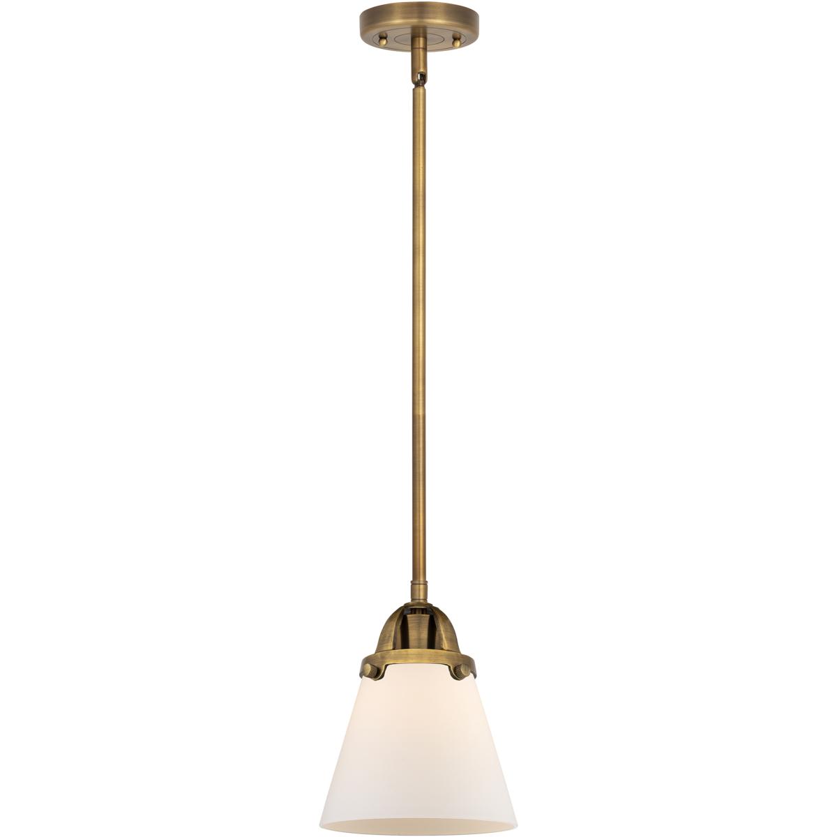 Innovations Lighting 288-1S-BB-G61 Nouveau 2 Cone 1 Light 6.25 inch Brushed Brass Mini Pendant Ceiling Light in Incandescent, Matte White