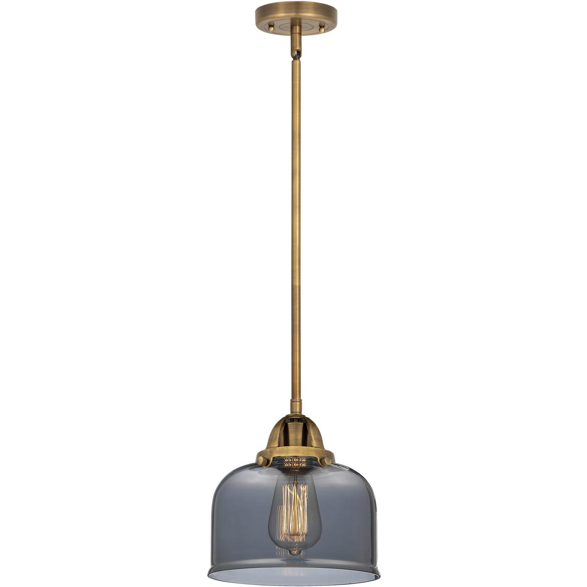 Innovations Lighting 288-1S-BB-G73-LED Nouveau 2 Bell LED 8 inch Brushed Brass Mini Pendant Ceiling Light in Plated Smoke