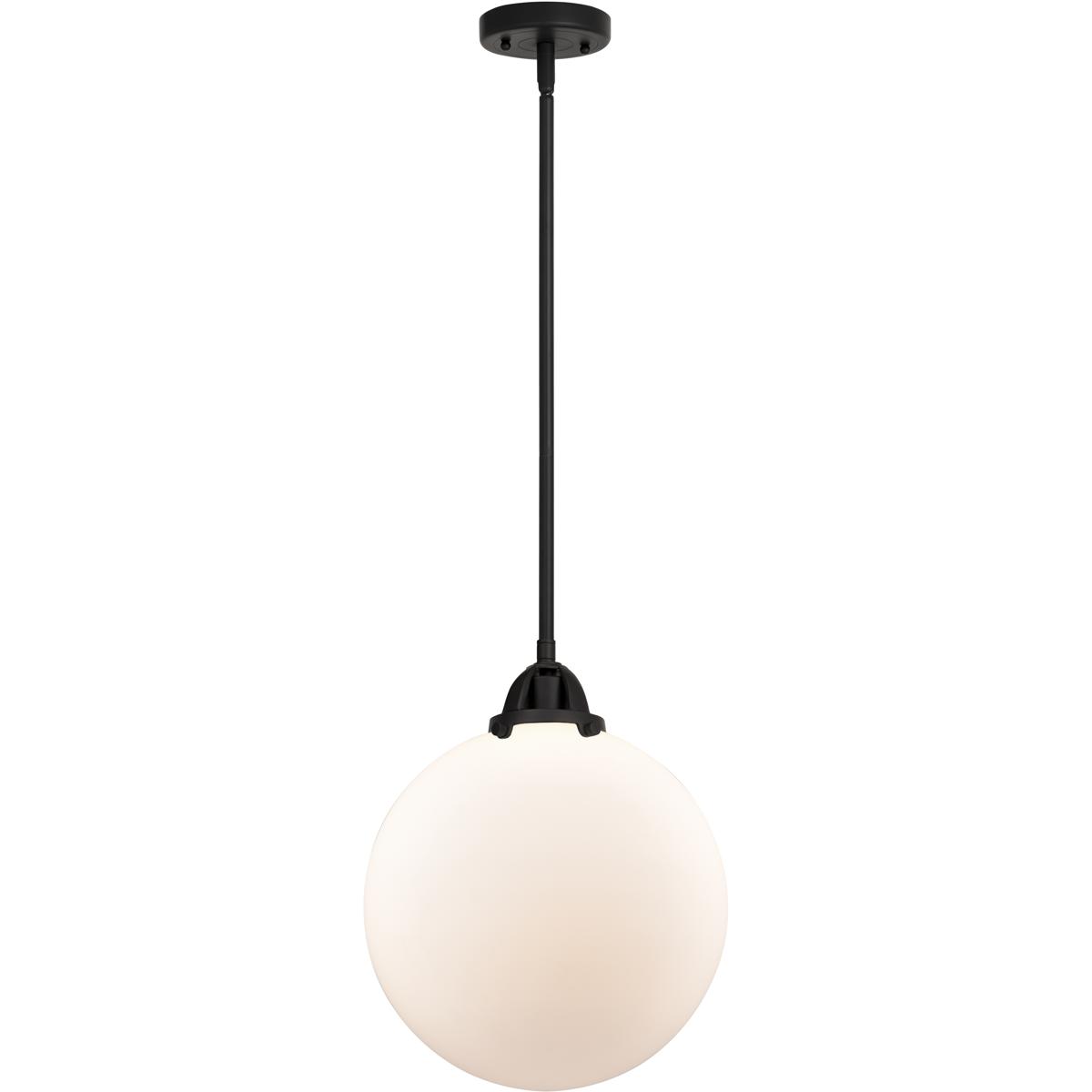 Innovations Lighting 288-1S-BK-G201-12 Nouveau 2 Beacon 1 Light 12 inch Matte Black Mini Pendant Ceiling Light in Incandescent, Matte White