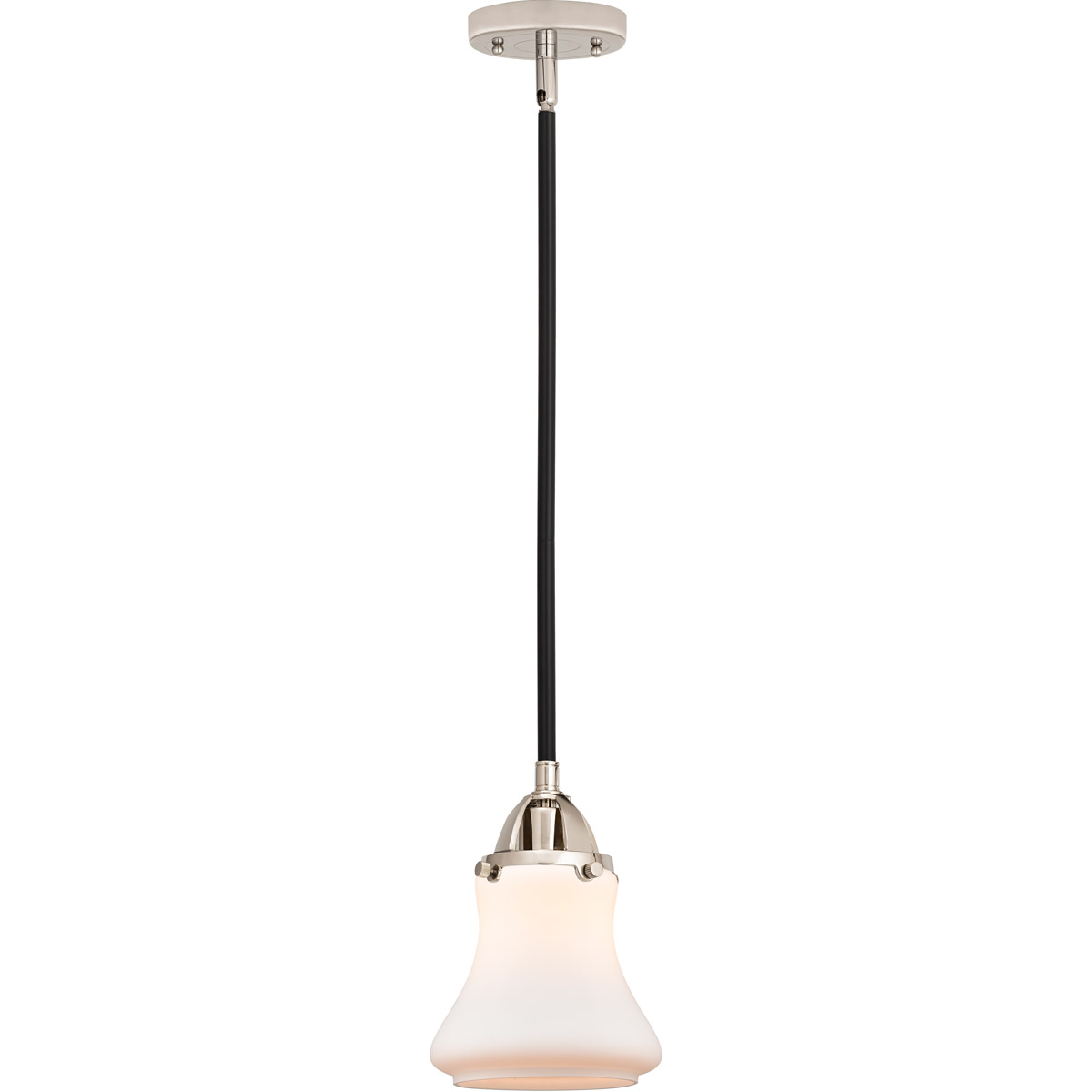 Innovations Lighting 288-1S-BPN-G191-LED Nouveau 2 Bellmont LED 6 inch Black Polished Nickel Mini Pendant Ceiling Light in Matte White Glass