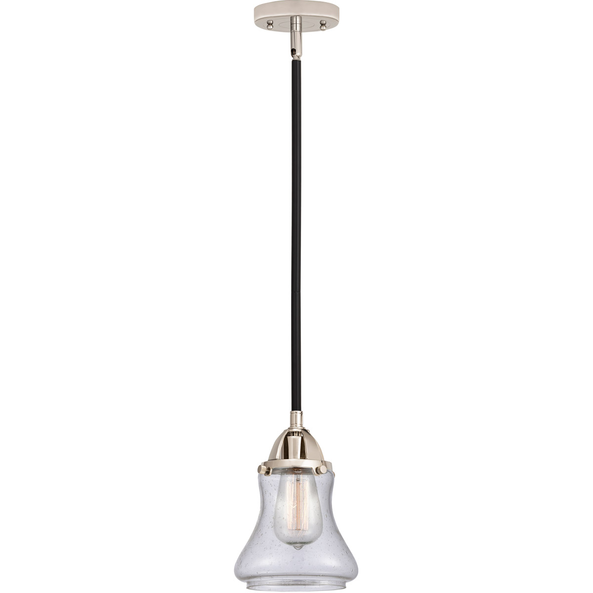 Innovations Lighting 288-1S-BPN-G194-LED Nouveau 2 Bellmont LED 6 inch Black Polished Nickel Mini Pendant Ceiling Light in Seedy Glass