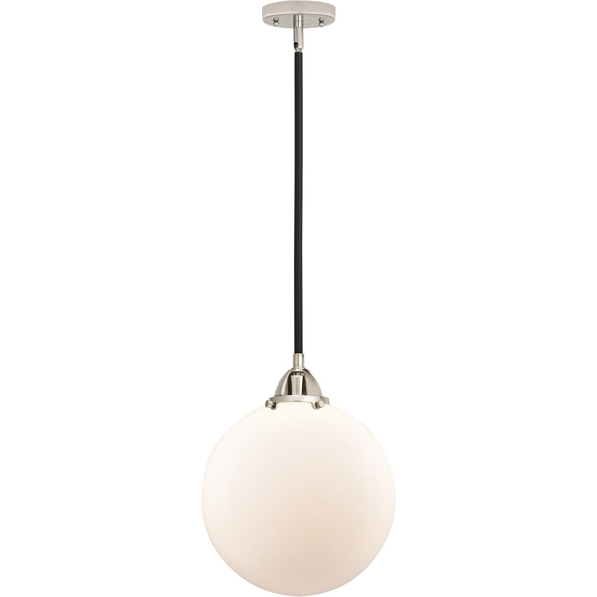 Innovations Lighting 288-1S-BPN-G201-12-LED Nouveau 2 Beacon LED 12 inch Black Polished Nickel Mini Pendant Ceiling Light in Matte White