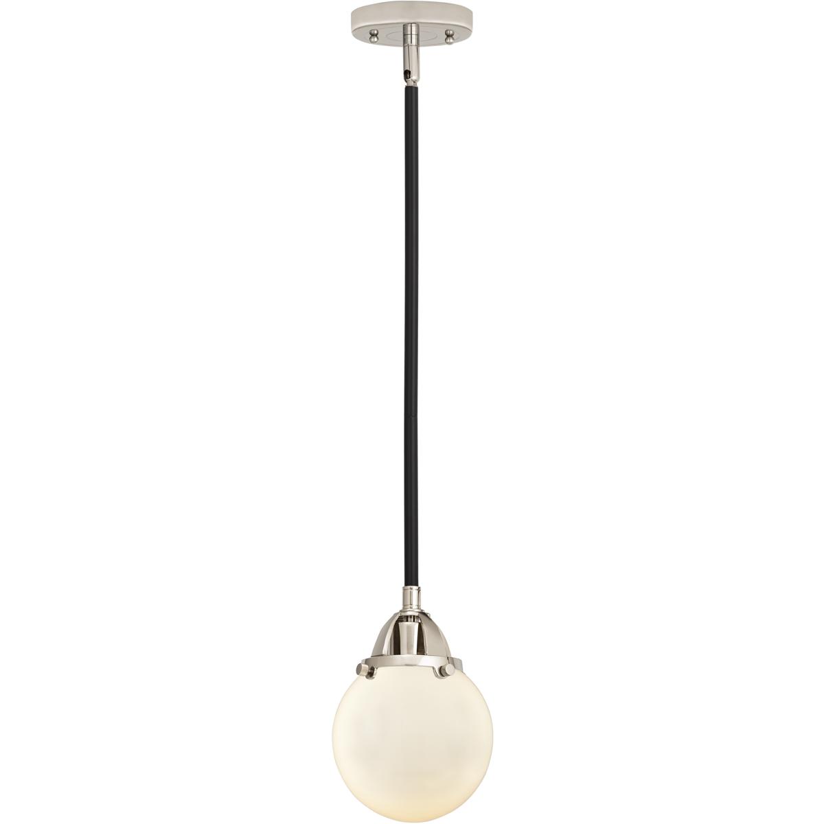 Innovations Lighting 288-1S-BPN-G201-6-LED Nouveau 2 Beacon LED 6 inch Black Polished Nickel Mini Pendant Ceiling Light in Matte White