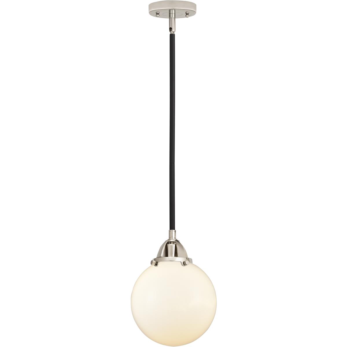 Innovations Lighting 288-1S-BPN-G201-8 Nouveau 2 Beacon 1 Light 8 inch Black Polished Nickel Mini Pendant Ceiling Light in Incandescent, Matte White