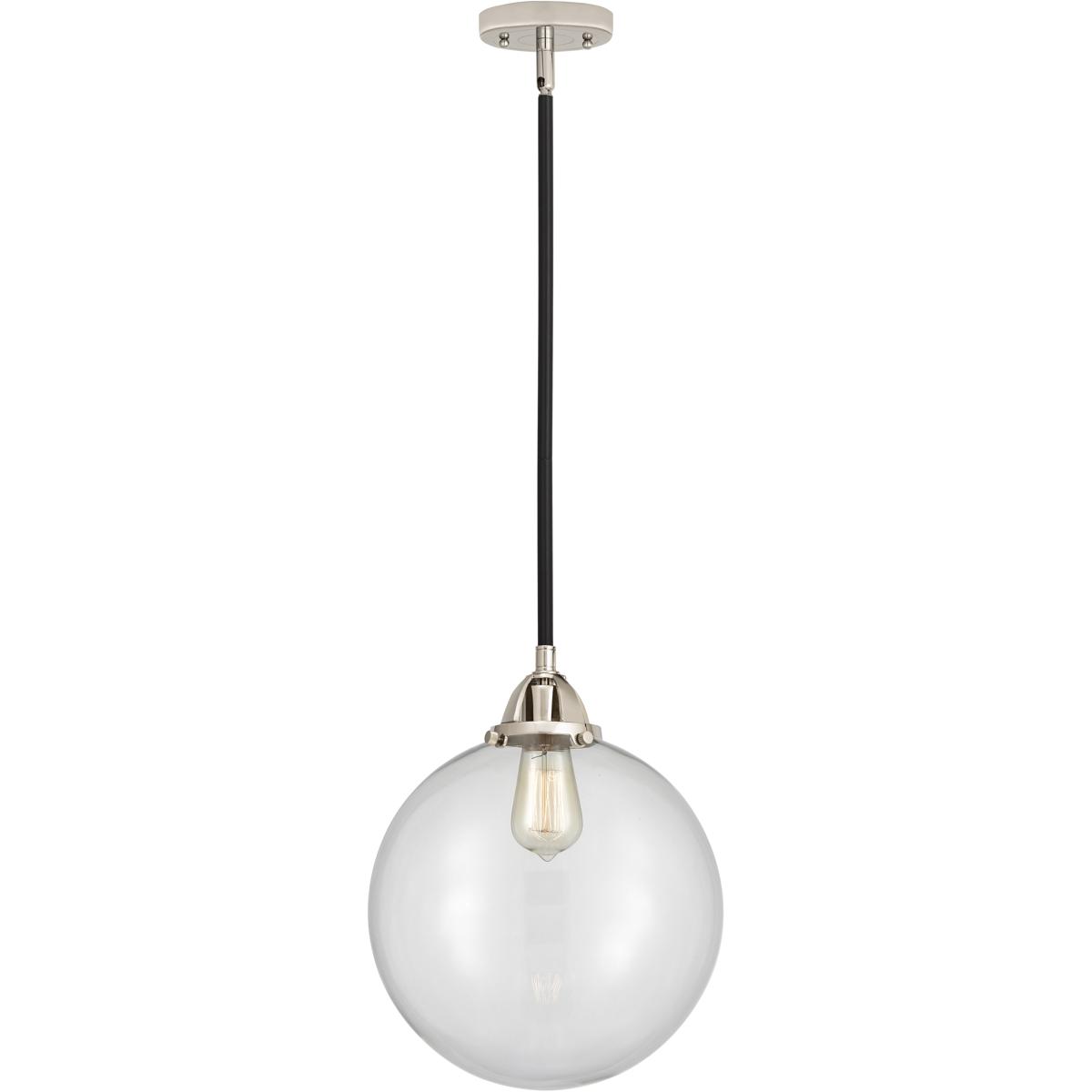 Innovations Lighting 288-1S-BPN-G202-12 Nouveau 2 Beacon 1 Light 12 inch Black Polished Nickel Mini Pendant Ceiling Light in Incandescent, Clear