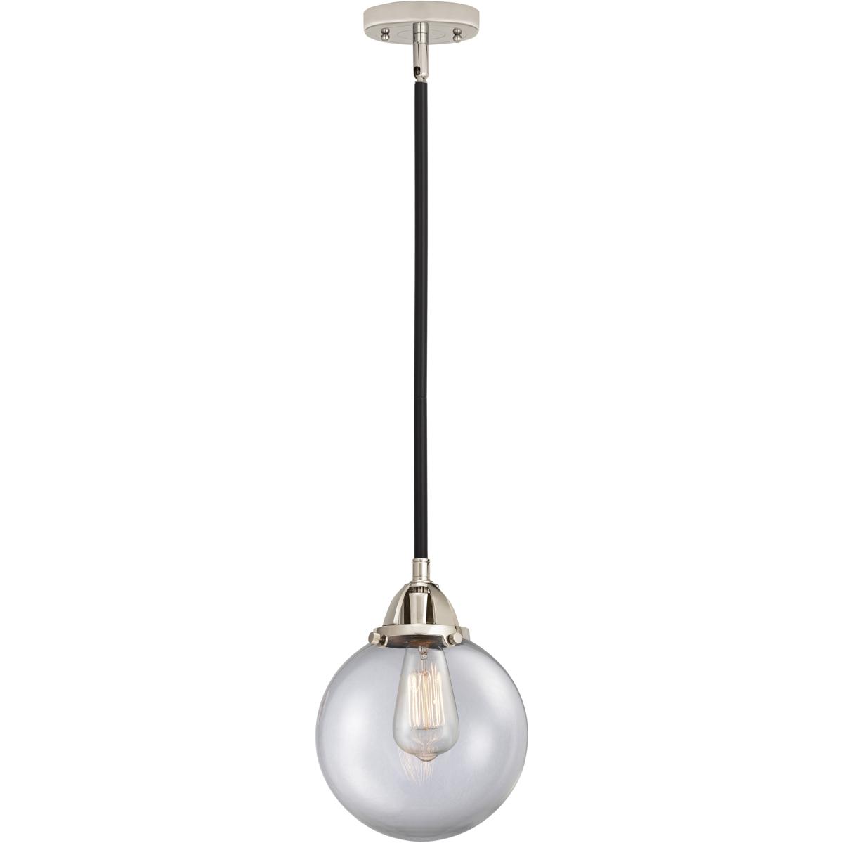 Innovations Lighting 288-1S-BPN-G202-8 Nouveau 2 Beacon 1 Light 8 inch Black Polished Nickel Mini Pendant Ceiling Light in Incandescent, Clear