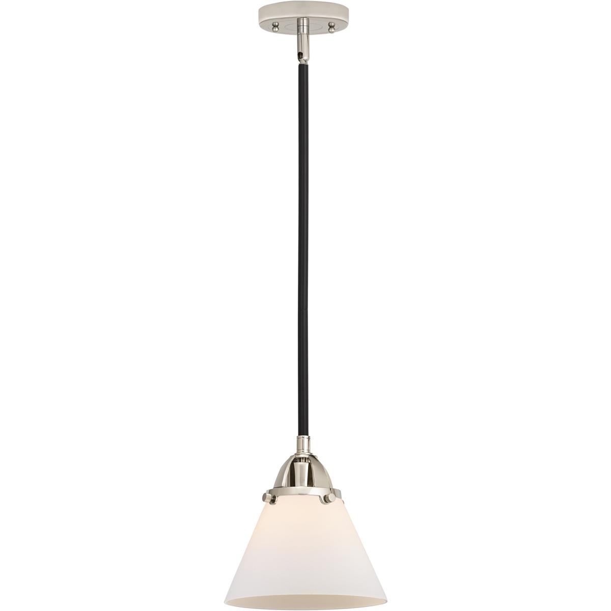 Innovations Lighting 288-1S-BPN-G41 Nouveau 2 Cone 1 Light 7.75 inch Black Polished Nickel Mini Pendant Ceiling Light in Incandescent, Matte White
