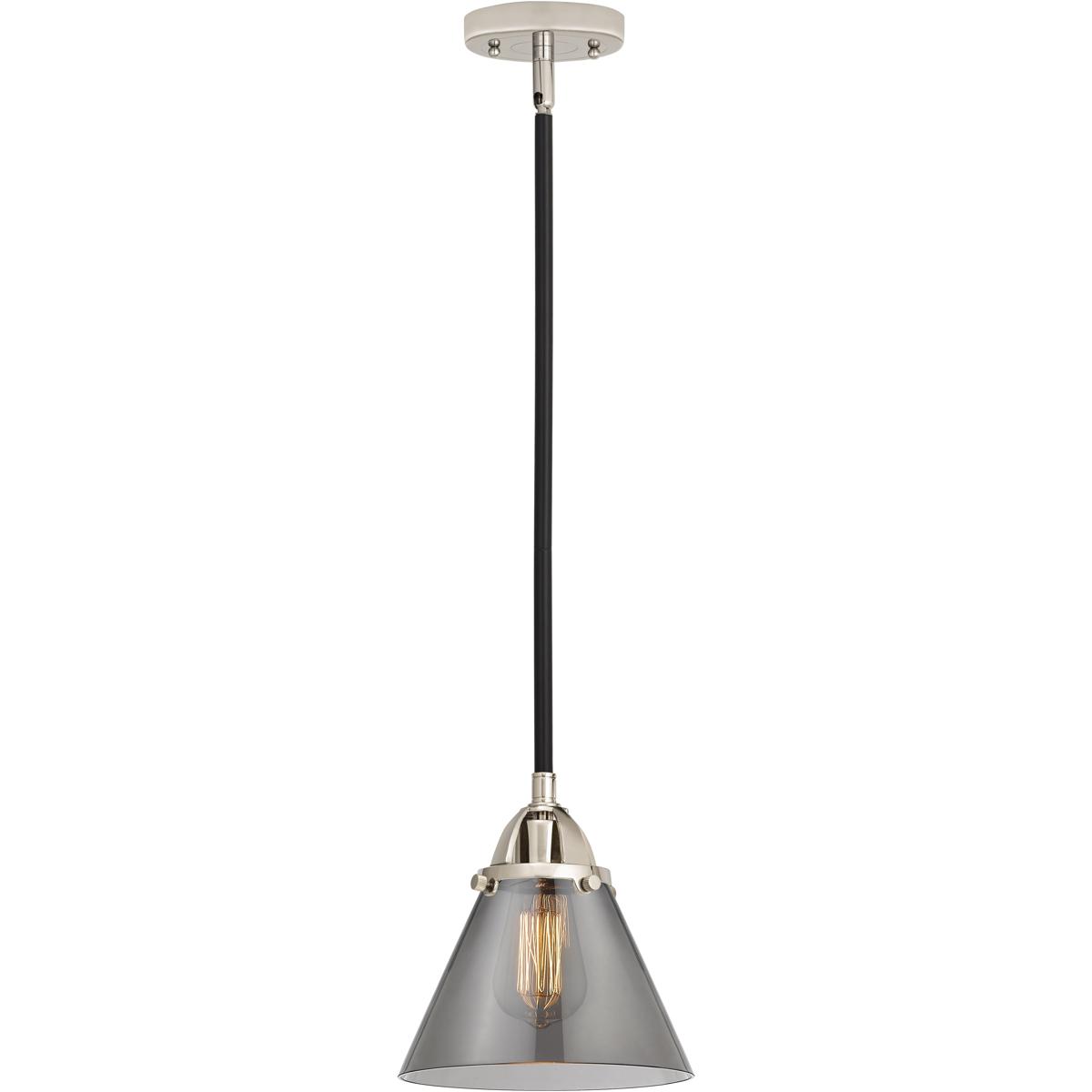 Innovations Lighting 288-1S-BPN-G43 Nouveau 2 Cone 1 Light 7.75 inch Black Polished Nickel Mini Pendant Ceiling Light in Bulb Not Included, Light Smok