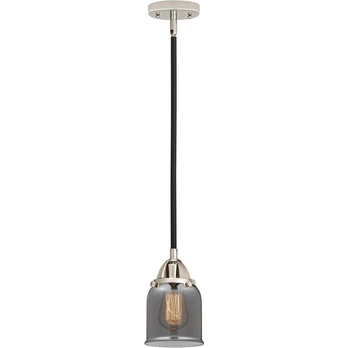 Innovations Lighting 288-1S-BPN-G53 Nouveau 2 Bell 1 Light 5 inch Black Polished Nickel Mini Pendant Ceiling Light in Bulb Not Included, Light Smoke G
