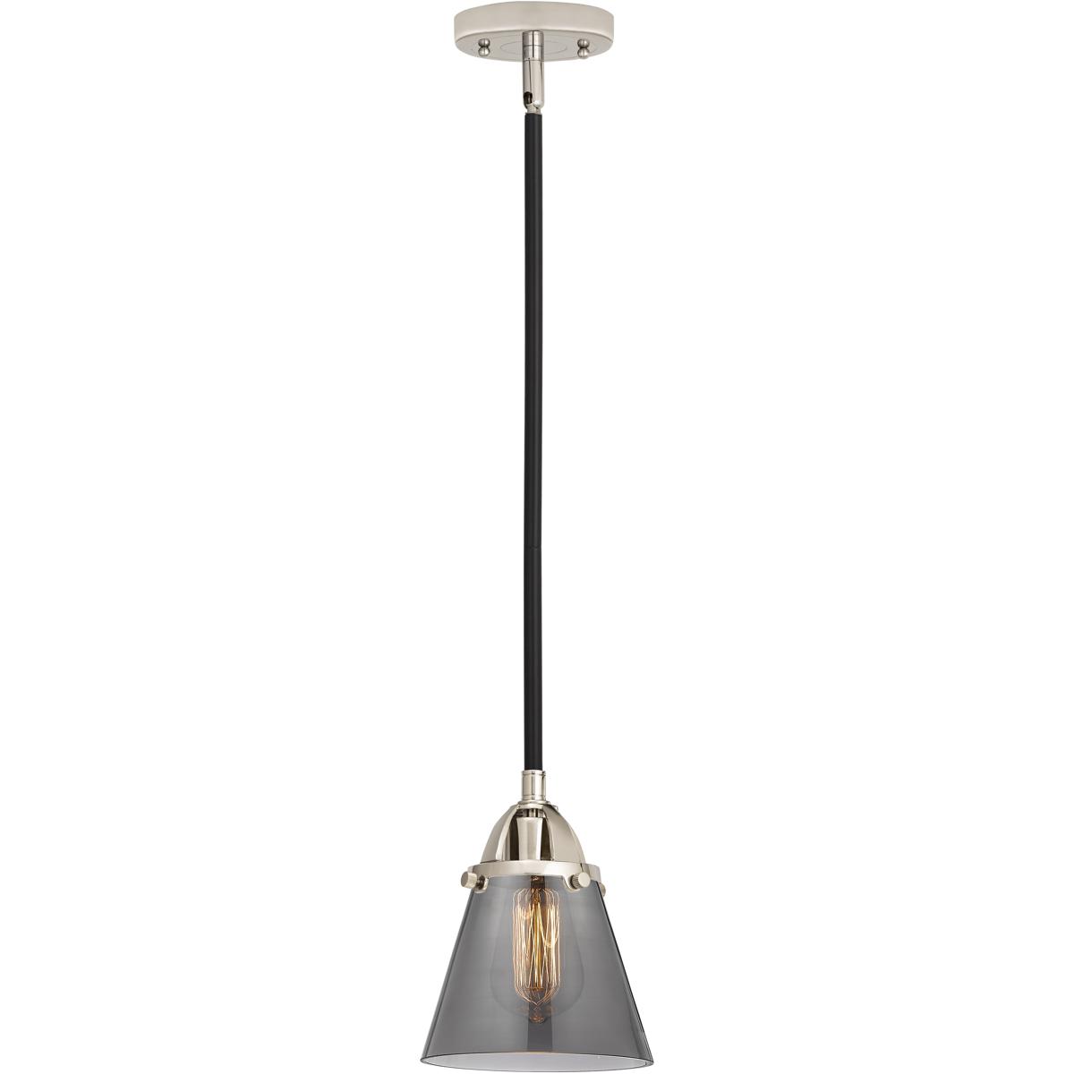 Innovations Lighting 288-1S-BPN-G63-LED Nouveau 2 Cone LED 6.25 inch Black Polished Nickel Mini Pendant Ceiling Light in Light Smoke Glass
