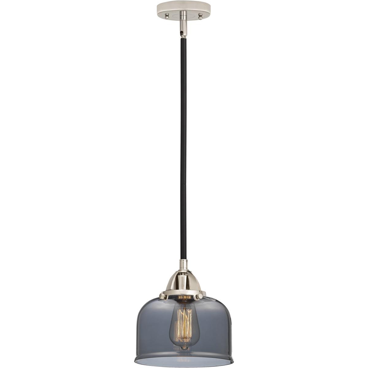 Innovations Lighting 288-1S-BPN-G73 Nouveau 2 Bell 1 Light 8 inch Black Polished Nickel Mini Pendant Ceiling Light in Bulb Not Included, Light Smoke G