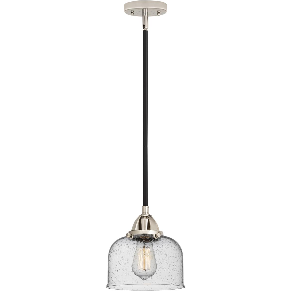 Innovations Lighting 288-1S-BPN-G74-LED Nouveau 2 Bell LED 8 inch Black Polished Nickel Mini Pendant Ceiling Light in Seedy