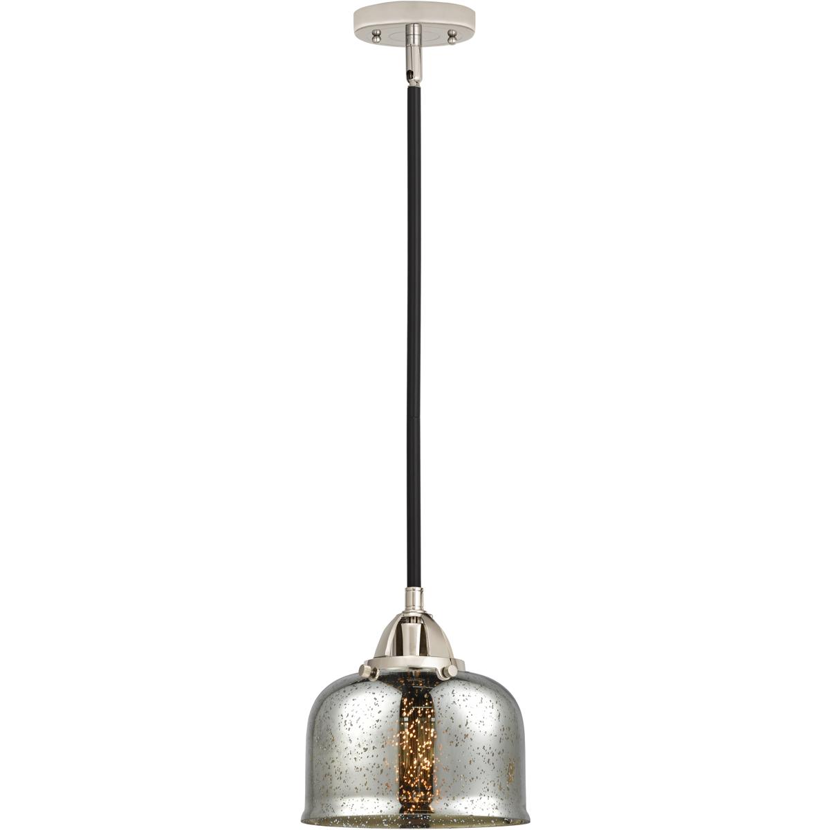 Innovations Lighting 288-1S-BPN-G78-LED Nouveau 2 Bell LED 8 inch Black Polished Nickel Mini Pendant Ceiling Light in Silver Plated Mercury