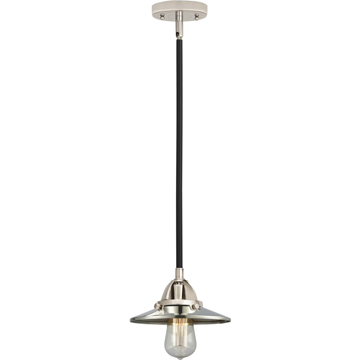 Innovations Lighting 288-1S-BPN-M1-PN-LED Nouveau 2 Railroad LED 8 inch Black Polished Nickel Mini Pendant Ceiling Light