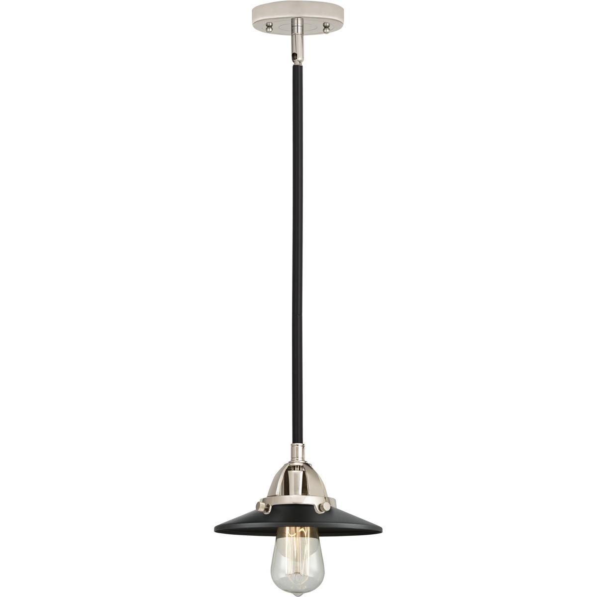 Innovations Lighting 288-1S-BPN-M6-BK-LED Nouveau 2 Railroad LED 8 inch Black Polished Nickel Mini Pendant Ceiling Light in Matte Black