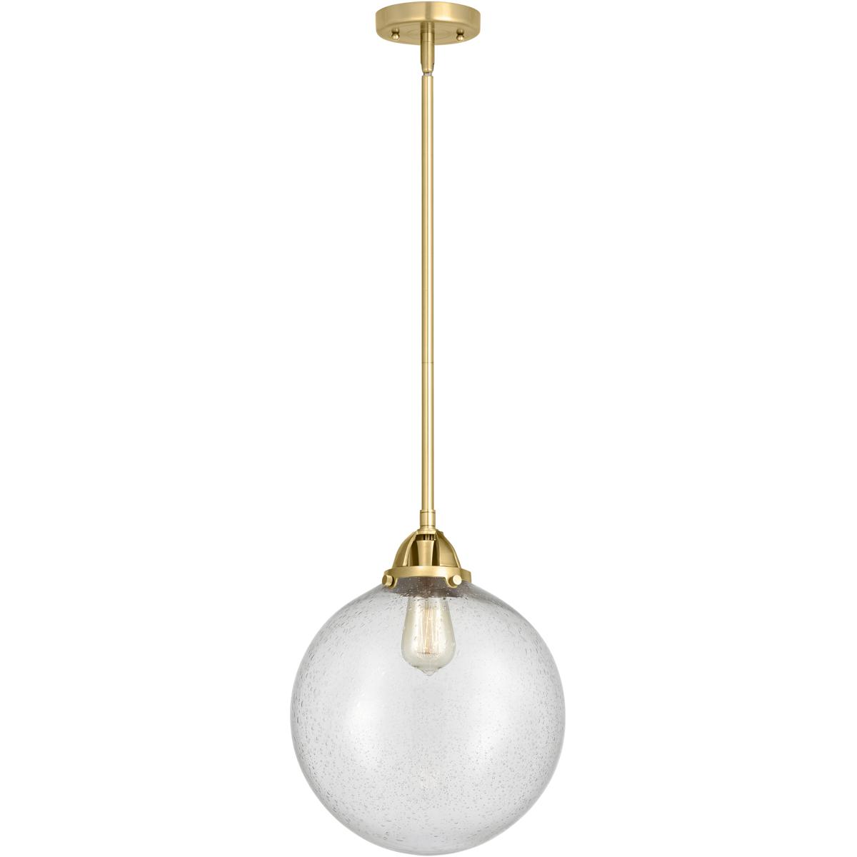 Innovations Lighting 288-1S-SG-G204-12 Nouveau 2 Beacon 1 Light 12 inch Satin Gold Mini Pendant Ceiling Light in Incandescent, Seedy