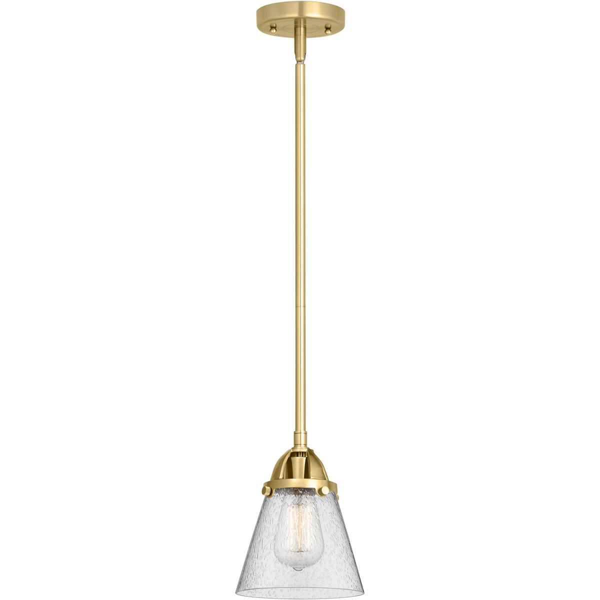 Innovations Lighting 288-1S-SG-G64 Nouveau 2 Cone 1 Light 6.25 inch Satin Gold Mini Pendant Ceiling Light in Incandescent, Seedy