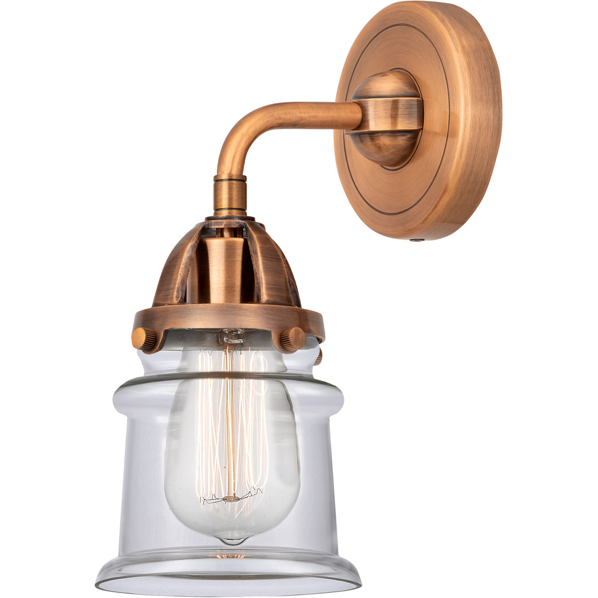 Innovations Lighting 288-1W-AC-G182S Nouveau 2 Small Canton 1 Light 5 inch Antique Copper Sconce Wall Light in Clear Glass