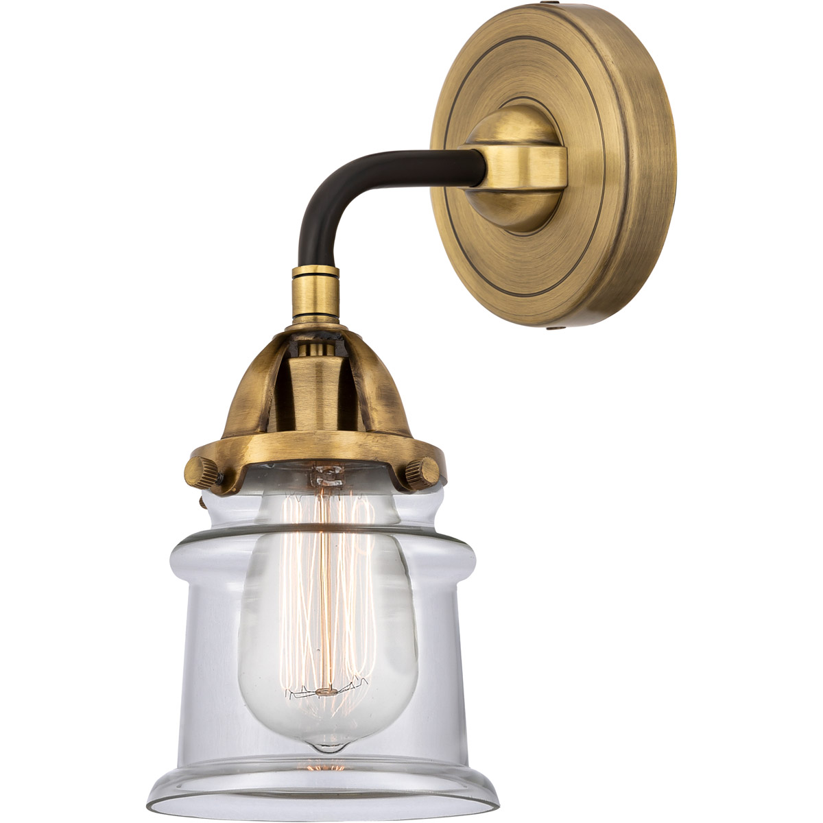 Innovations Lighting 288-1W-BAB-G182S Nouveau 2 Small Canton Sconce Wall Light in Black Antique Brass, Clear Glass