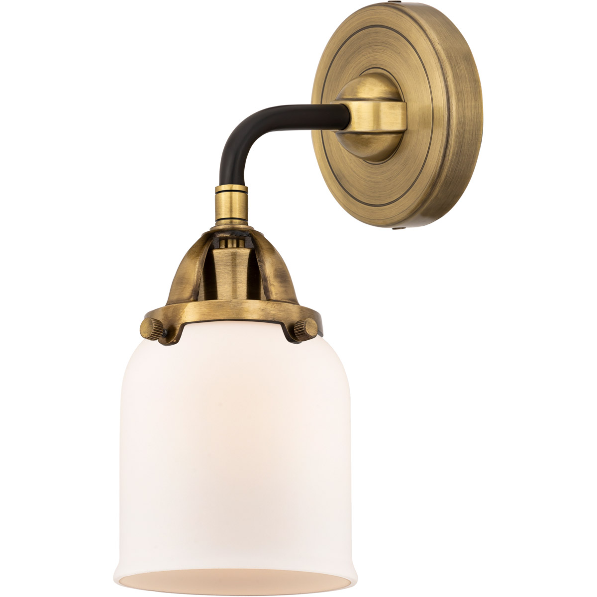 Innovations Lighting 288-1W-BAB-G51 Nouveau 2 Small Bell Sconce Wall Light in Black Antique Brass, Matte White Glass