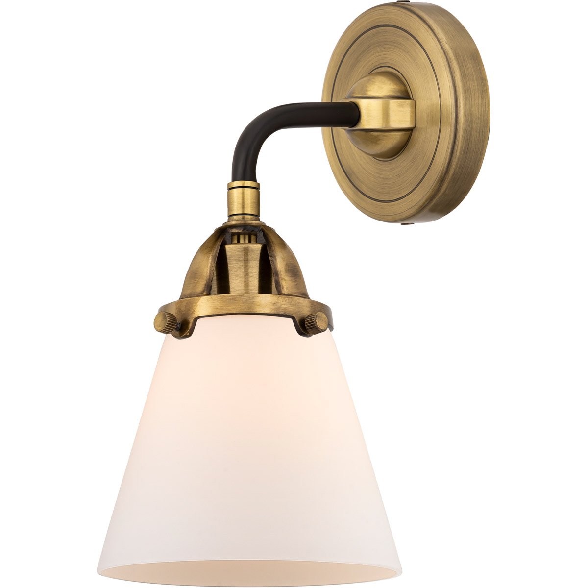 Innovations Lighting 288-1W-BAB-G61 Nouveau 2 Small Cone Sconce Wall Light in Black Antique Brass, Matte White Glass