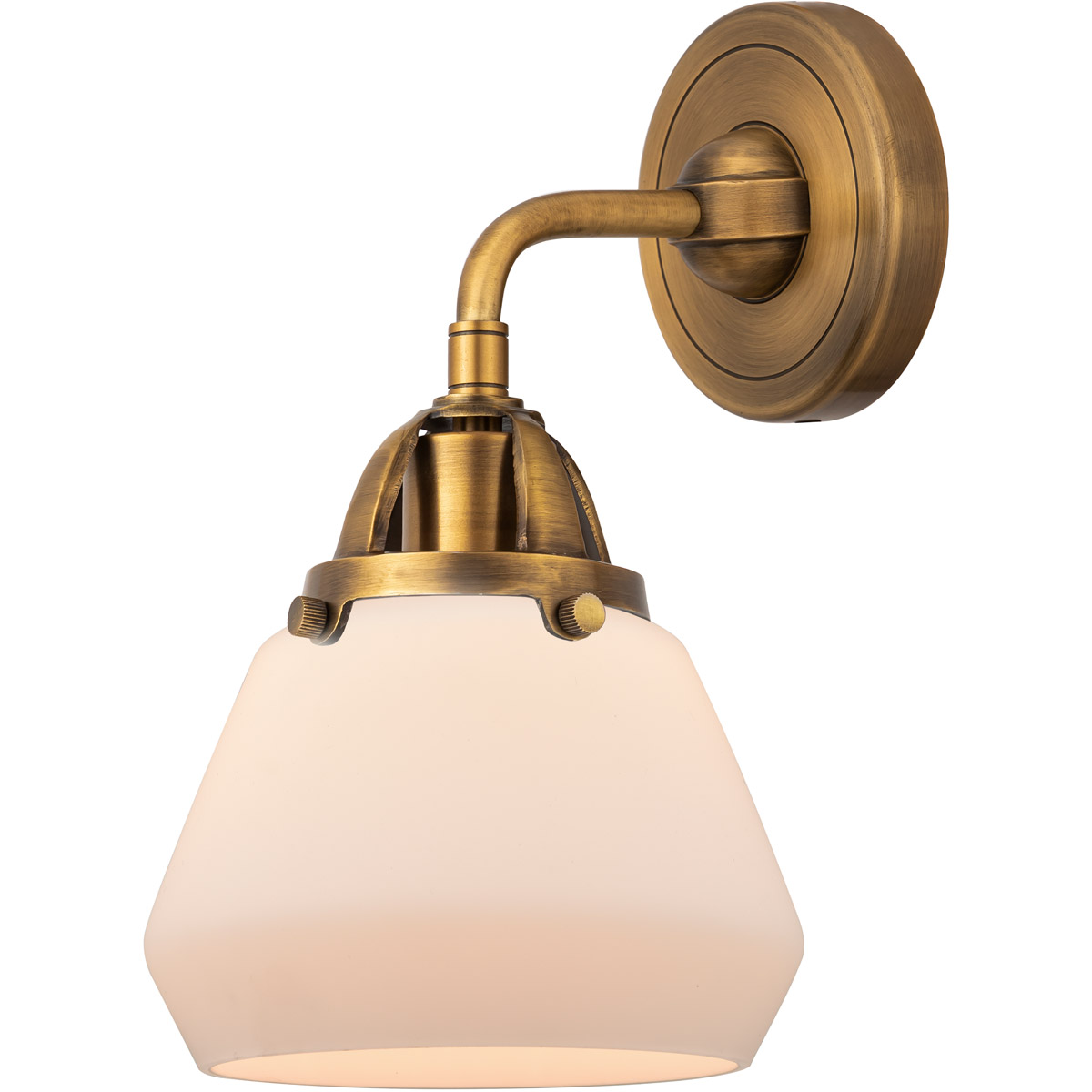 Innovations Lighting 288-1W-BB-G171-LED Nouveau 2 Fulton LED 6.75 inch Brushed Brass Sconce Wall Light in Matte White Glass