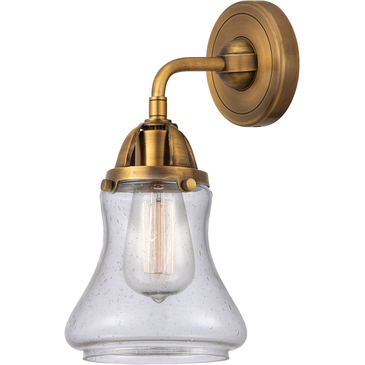 Innovations Lighting 288-1W-BB-G194-LED Nouveau 2 Bellmont LED 6 inch Brushed Brass Sconce Wall Light in Seedy Glass