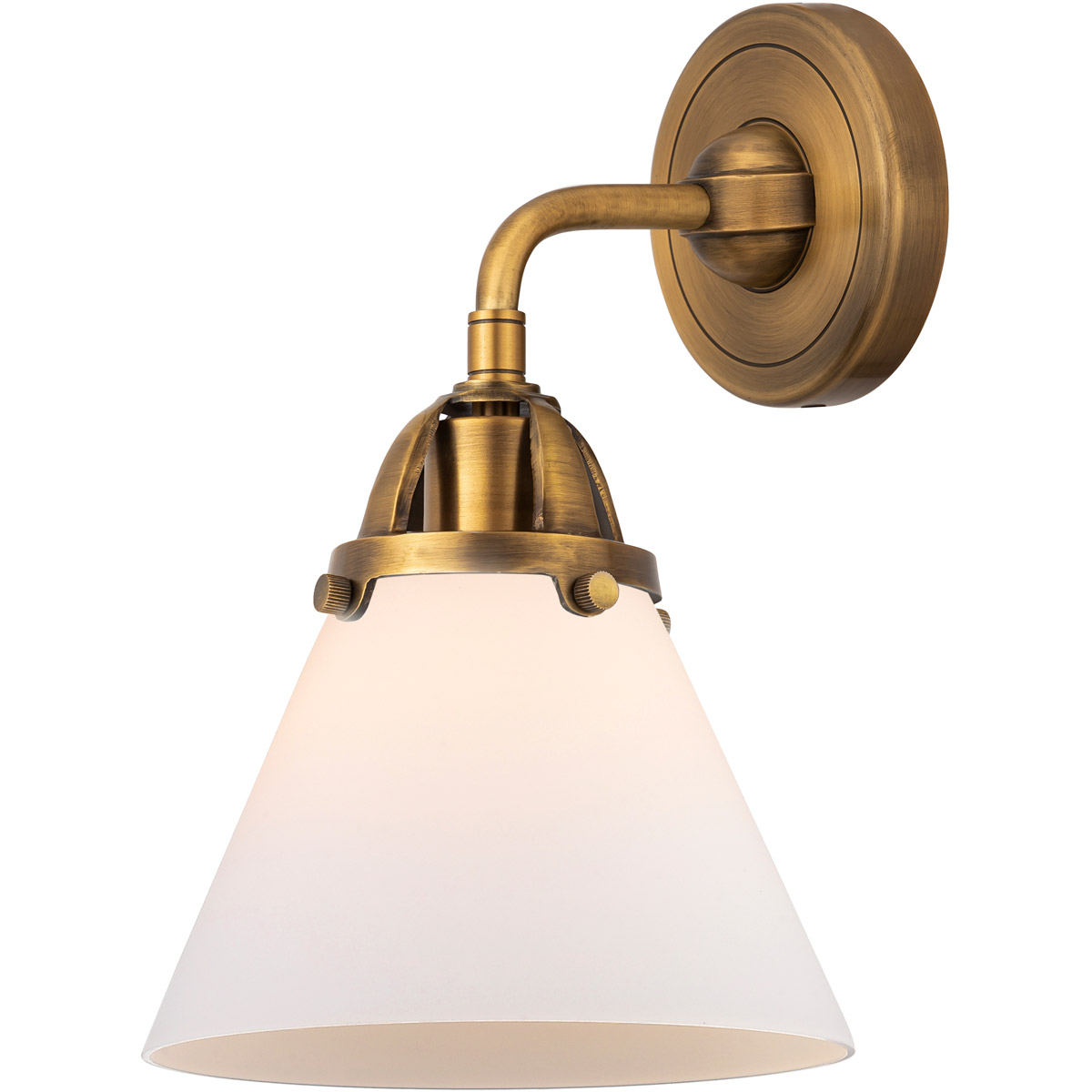 Innovations Lighting 288-1W-BB-G41-LED Nouveau 2 Large Cone LED 7.75 inch Brushed Brass Sconce Wall Light in Matte White Glass
