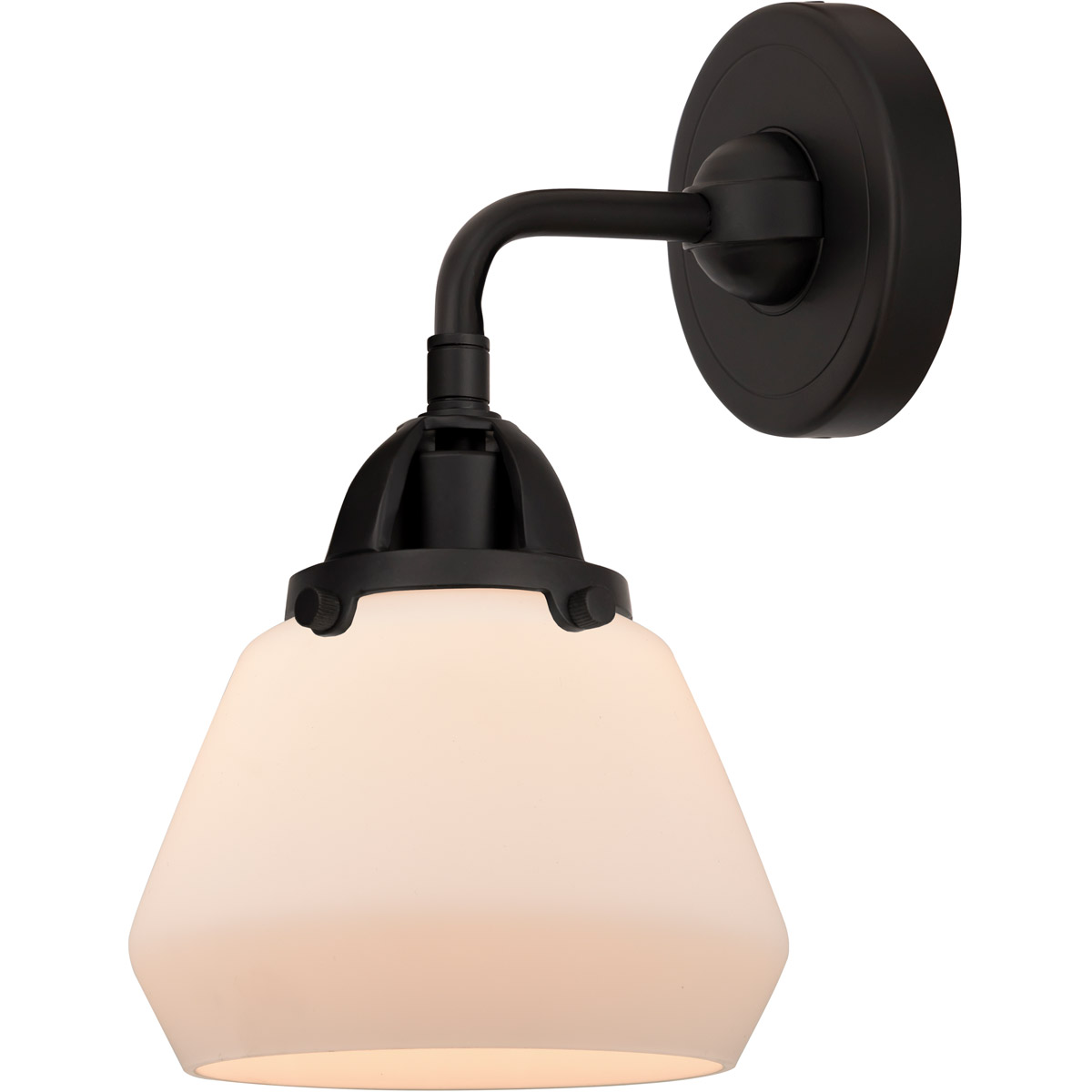 Innovations Lighting 288-1W-BK-G171 Nouveau 2 Fulton 1 Light 7 inch Matte Black Sconce Wall Light in Matte White Glass
