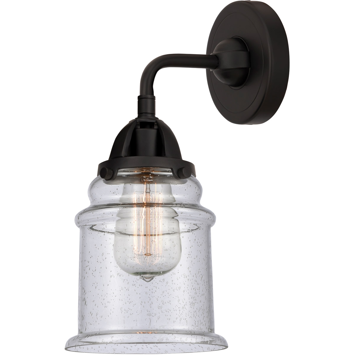 Innovations Lighting 288-1W-BK-G184-LED Nouveau 2 Canton LED 6 inch Matte Black Sconce Wall Light in Seedy Glass