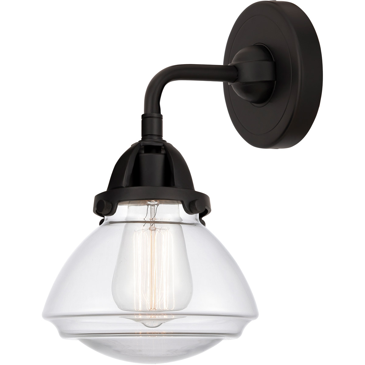 Innovations Lighting 288-1W-BK-G322 Nouveau 2 Olean 1 Light 7 inch Matte Black Sconce Wall Light in Clear Glass